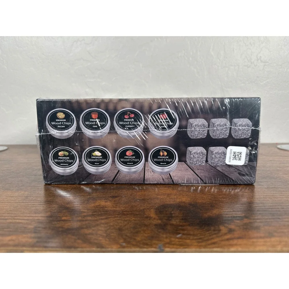 Electric Cocktail Smoker Kit with‎ 8 Wood Chip Flavors and 6 Whiskey Stones New